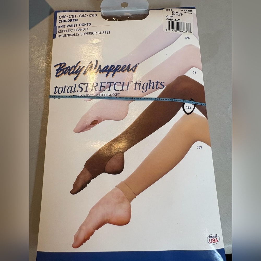 Body Wrappers TotalSTRETCH Tights - Tan, C82, 93462, S/M 4-7, Full Footed